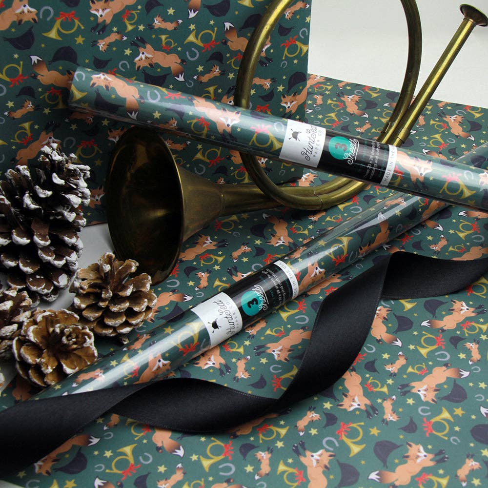 Holiday Fox - Equestrian Horse Gift Wrapping Paper - Equine Exchange Tack Shop