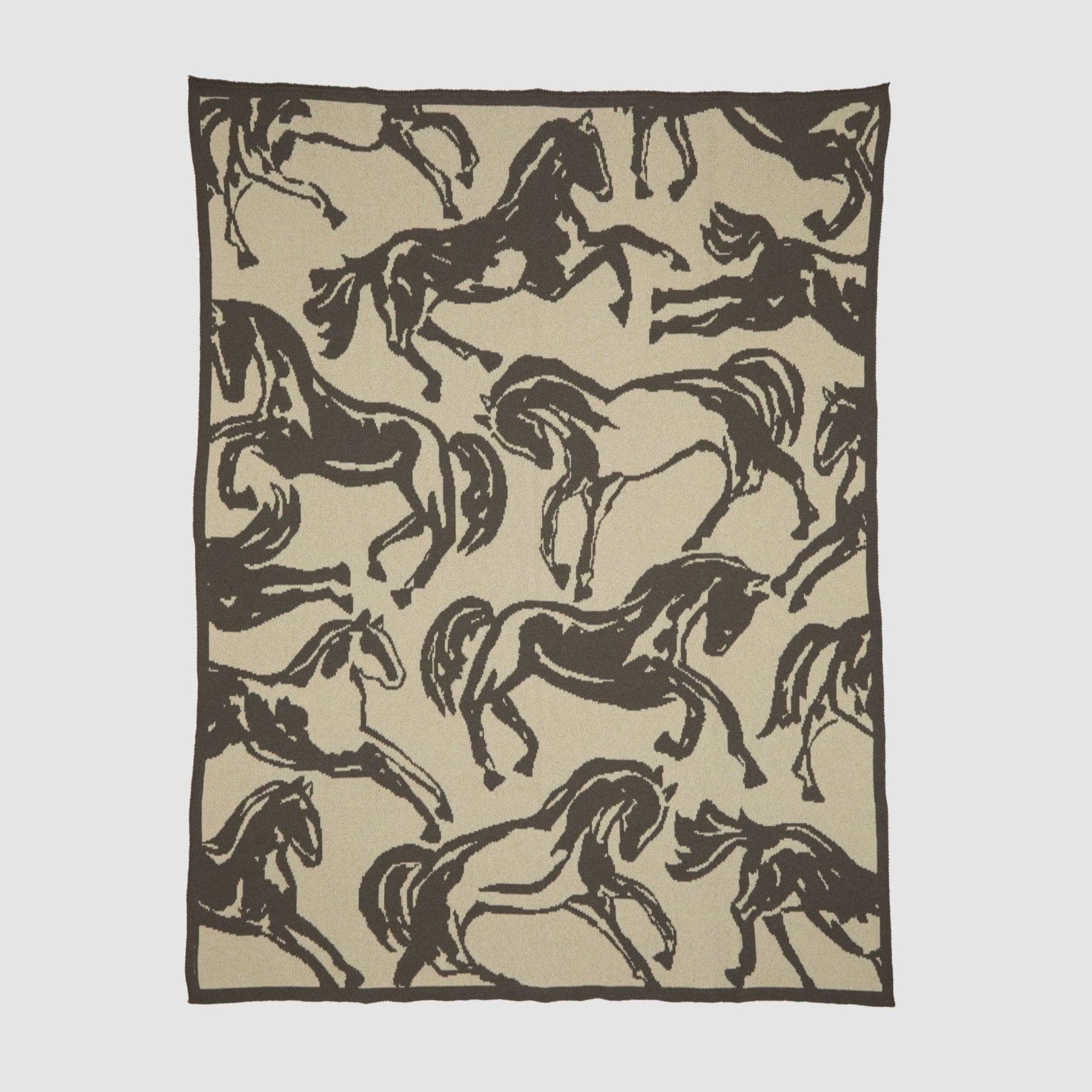 Cotton Sustainable Knit Throw Blanket - Equestrian Abstract Horse