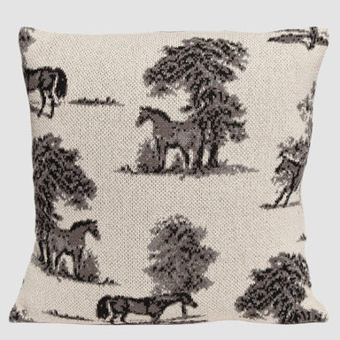 Cotton Sustainable Knit Pillow - Equestrian Toile - Equine Exchange Tack Shop