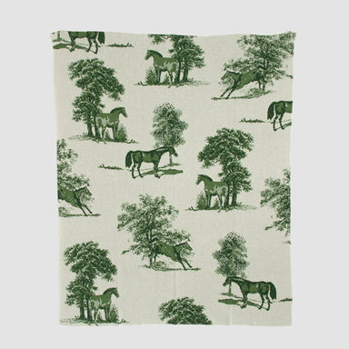 Cotton Sustainable Knit Throw Blanket - Equestrian Toile - Equine Exchange Tack Shop