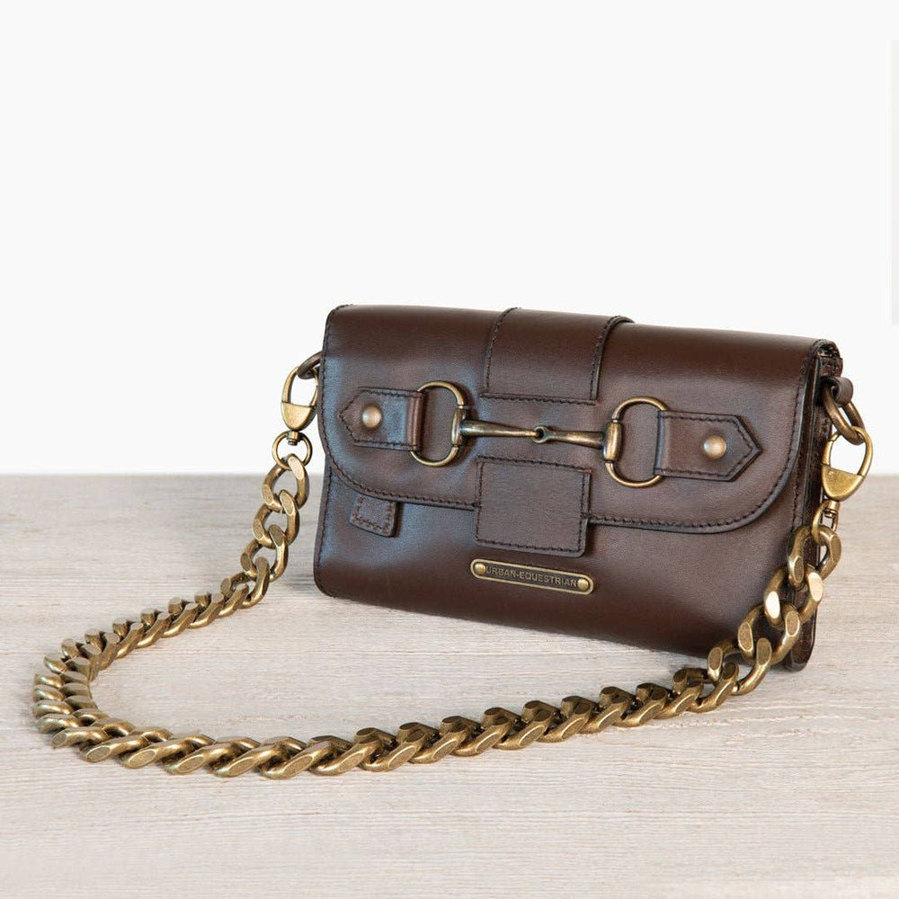 Dalton - Horse Bit Crossbody Luxury Leather Handbag in Deep Brown - Equine Exchange Tack Shop