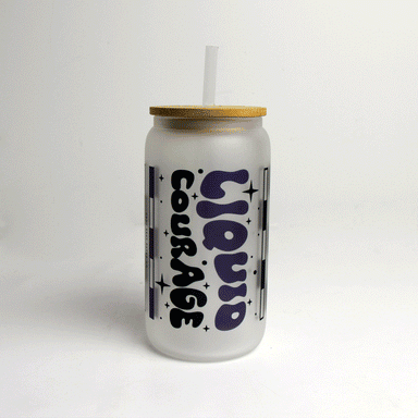 Liquid Courage Glass Tumbler with Bamboo Lid and Straw - Equine Exchange Tack Shop