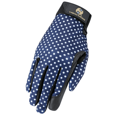 Heritage Performance Glove Navy Polka Dots - Equine Exchange Tack Shop