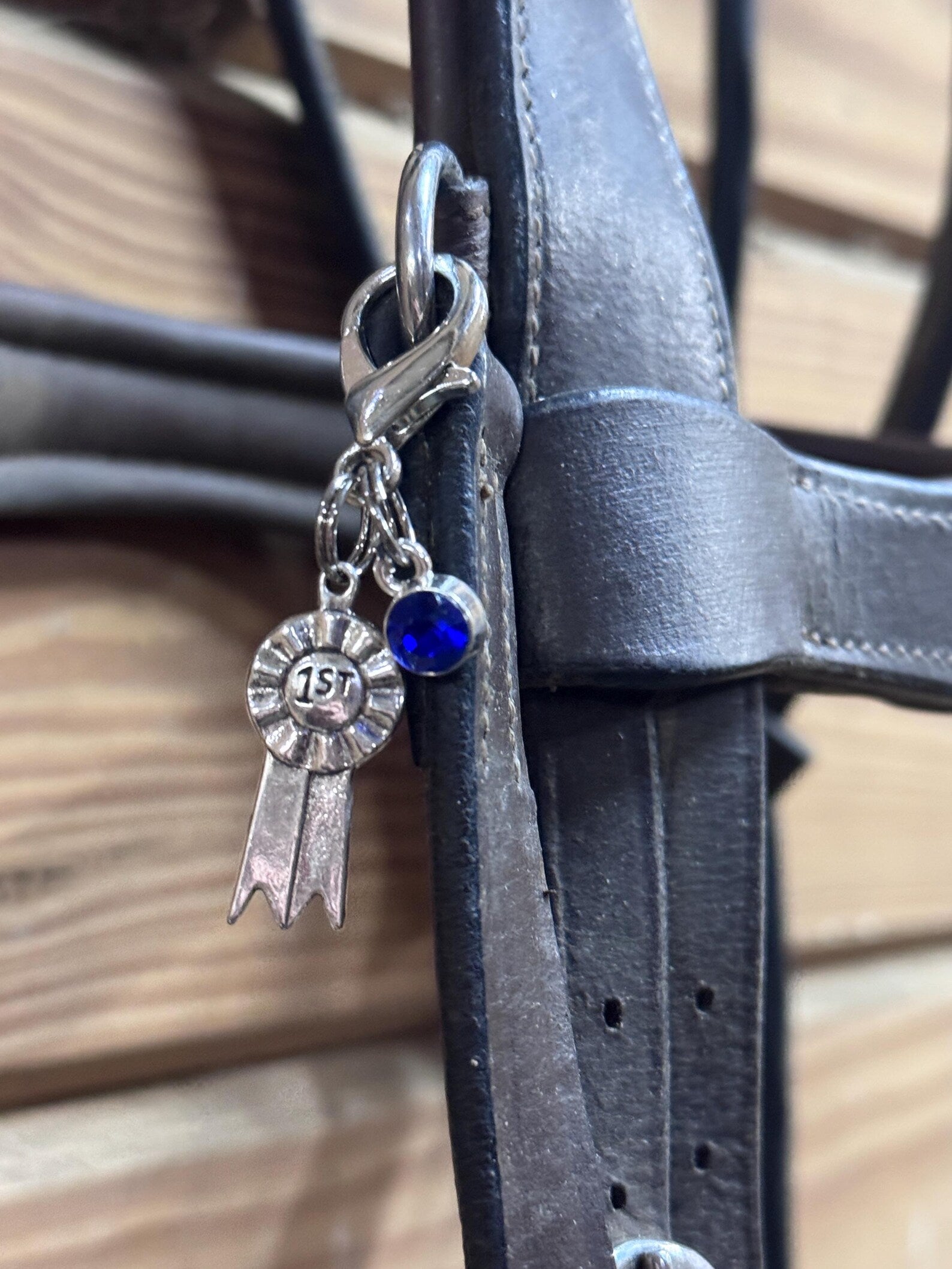 Rosette w/Blue Stone Bridle Charm