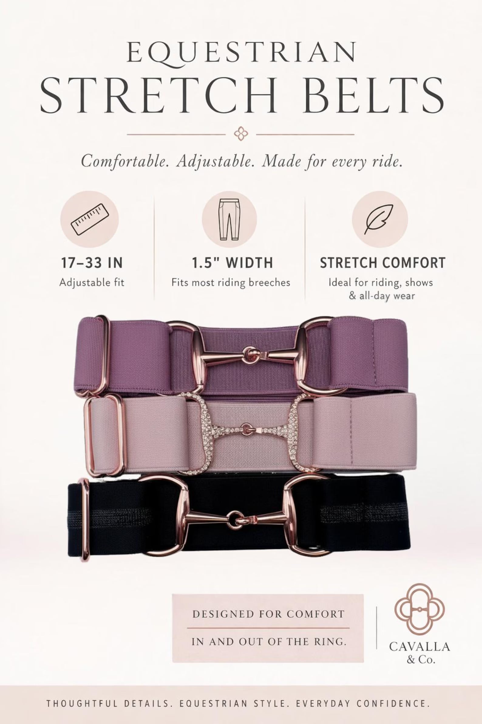 Cavalla Stretch Belt w/Snaffle Bit Buckle