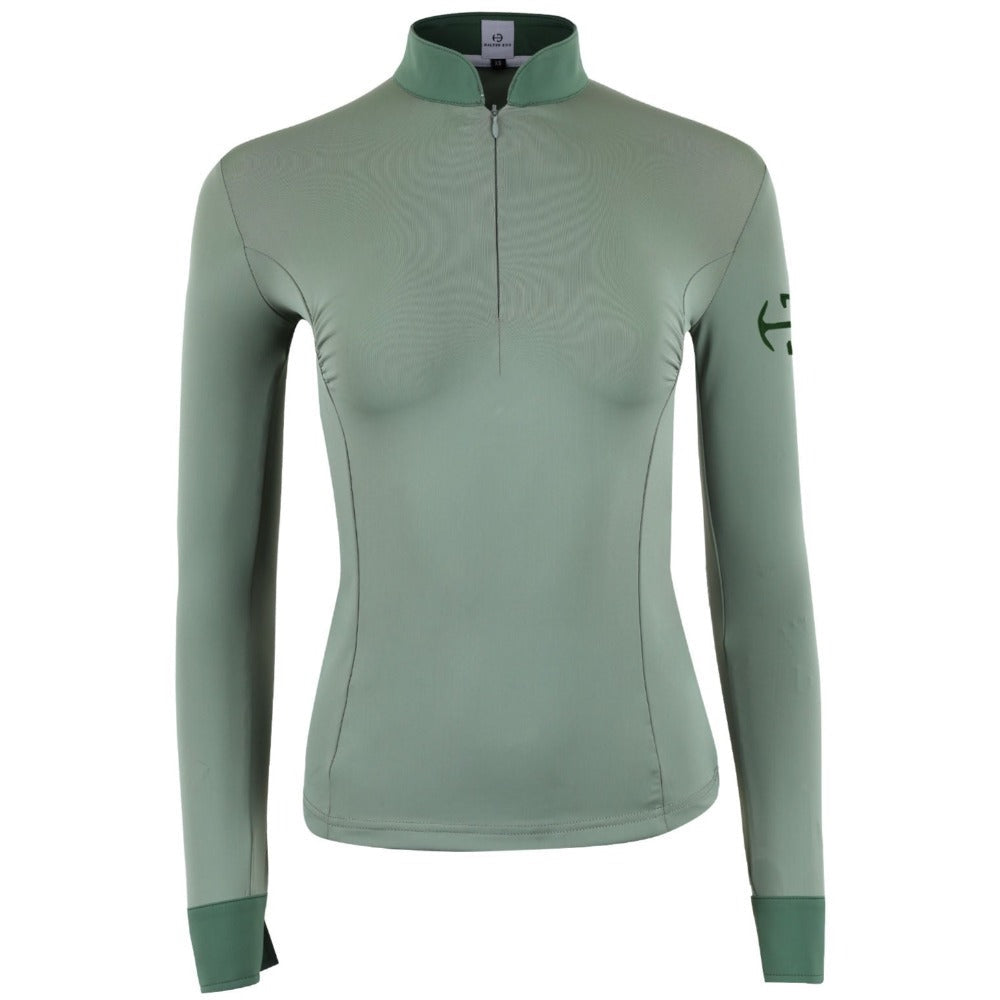 Roxana - Sage & Hunter Green Long Sleeve Riding Shirt  