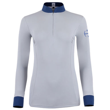 Roxana - French Gray & Cadet Blue Long Sleeve Riding Shirt - Equine Exchange Tack Shop