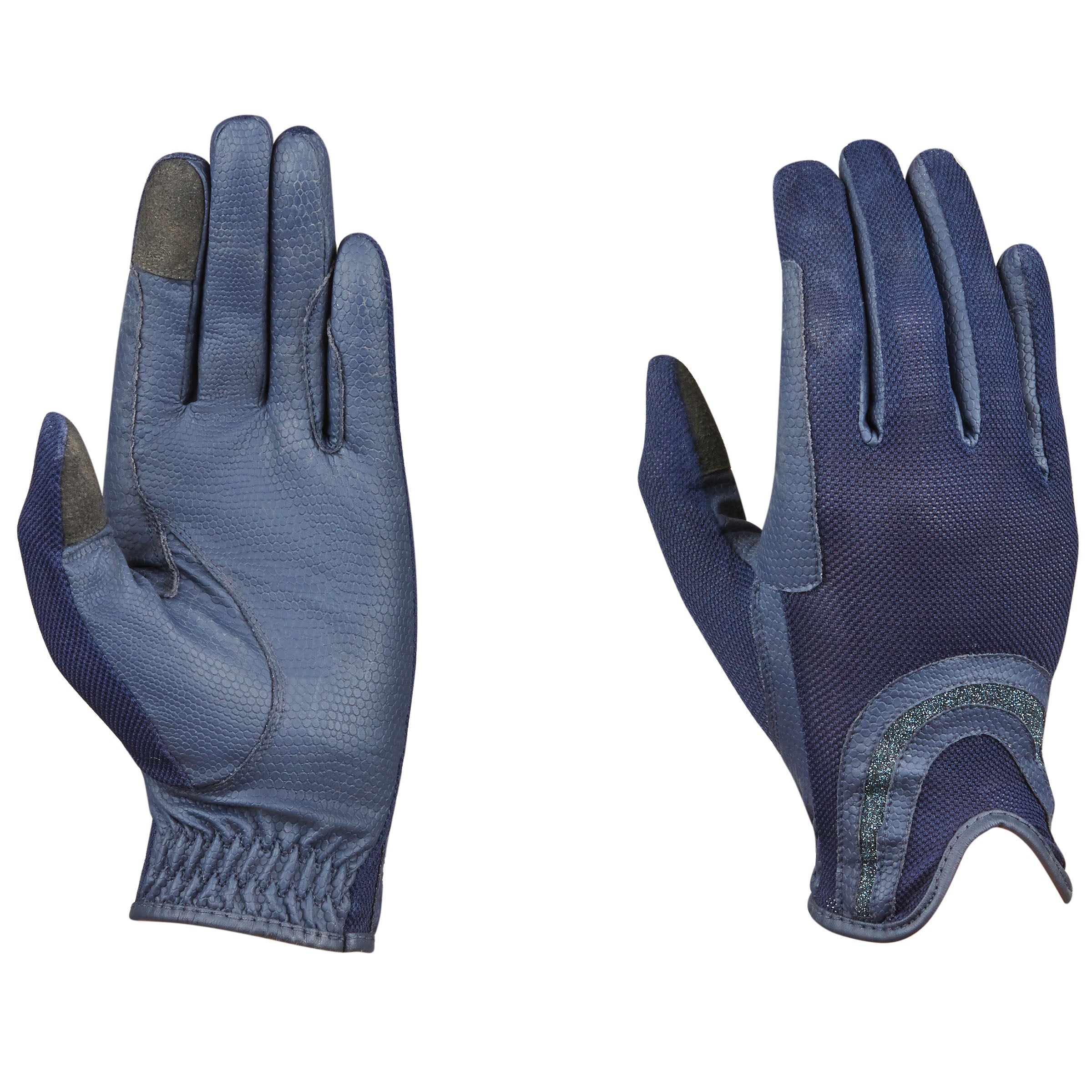 image_main - Navy - Dublin Pull On Glitter Mesh Back Riding Gloves - .jpg