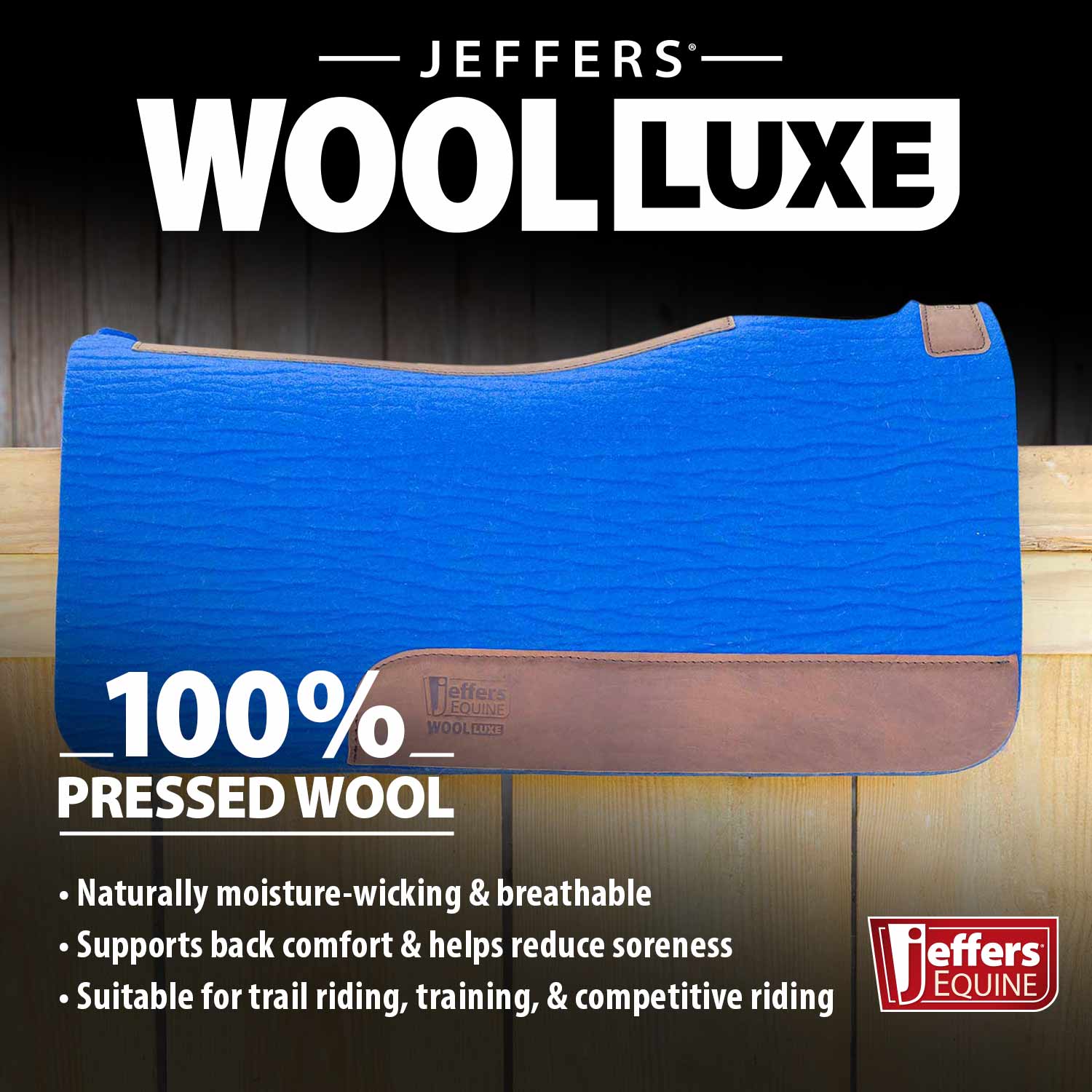 WoolLuxe 100% Wool Western Saddle Pad – Cushioned, Breathable, and Shock-Absorbing