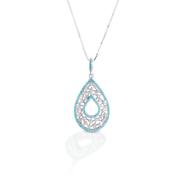 Kelly Herd Turquoise & Clear Teardrop Pendant - Sterling Silver - Equine Exchange Tack Shop