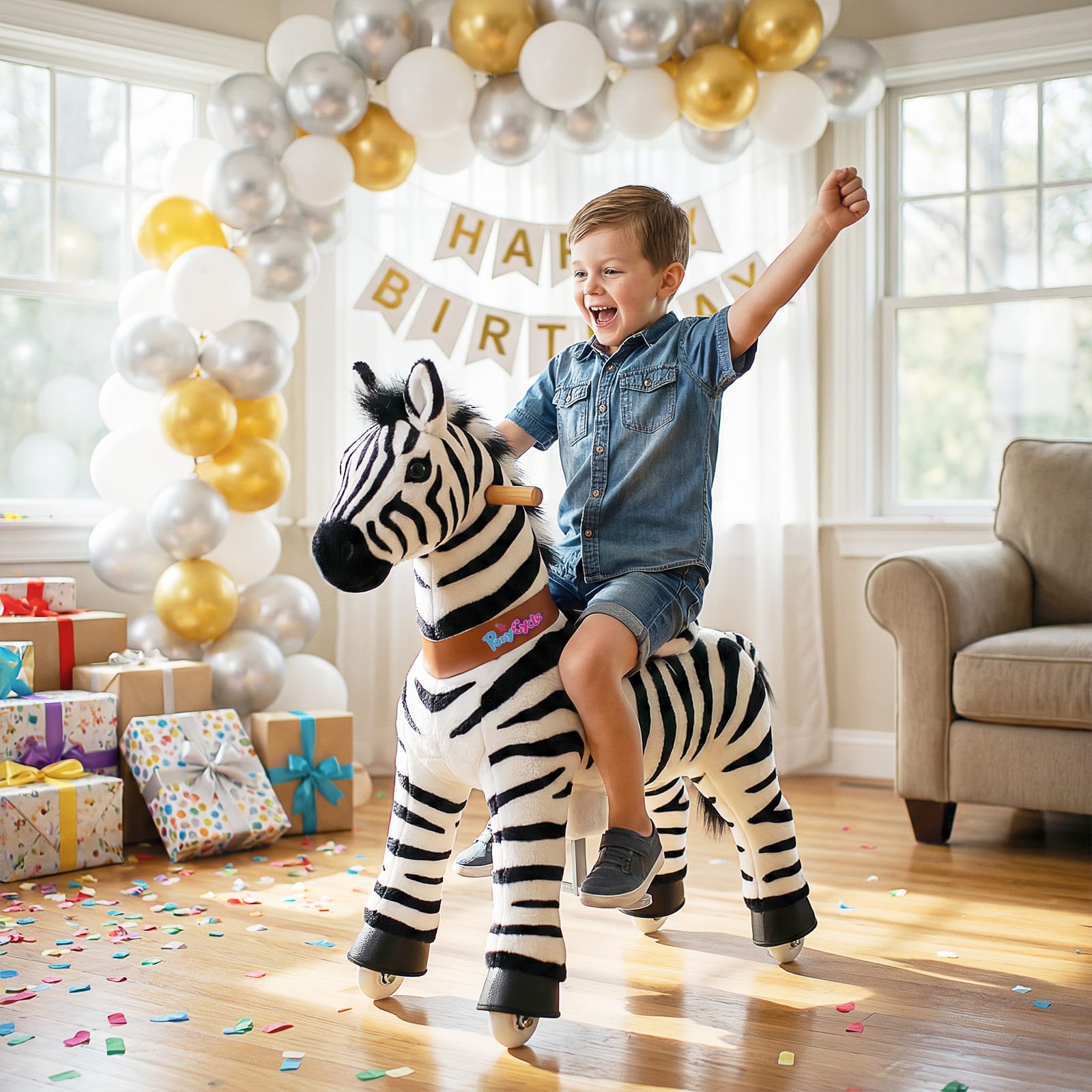 Zebra Ride-On Toy - Age 4–7