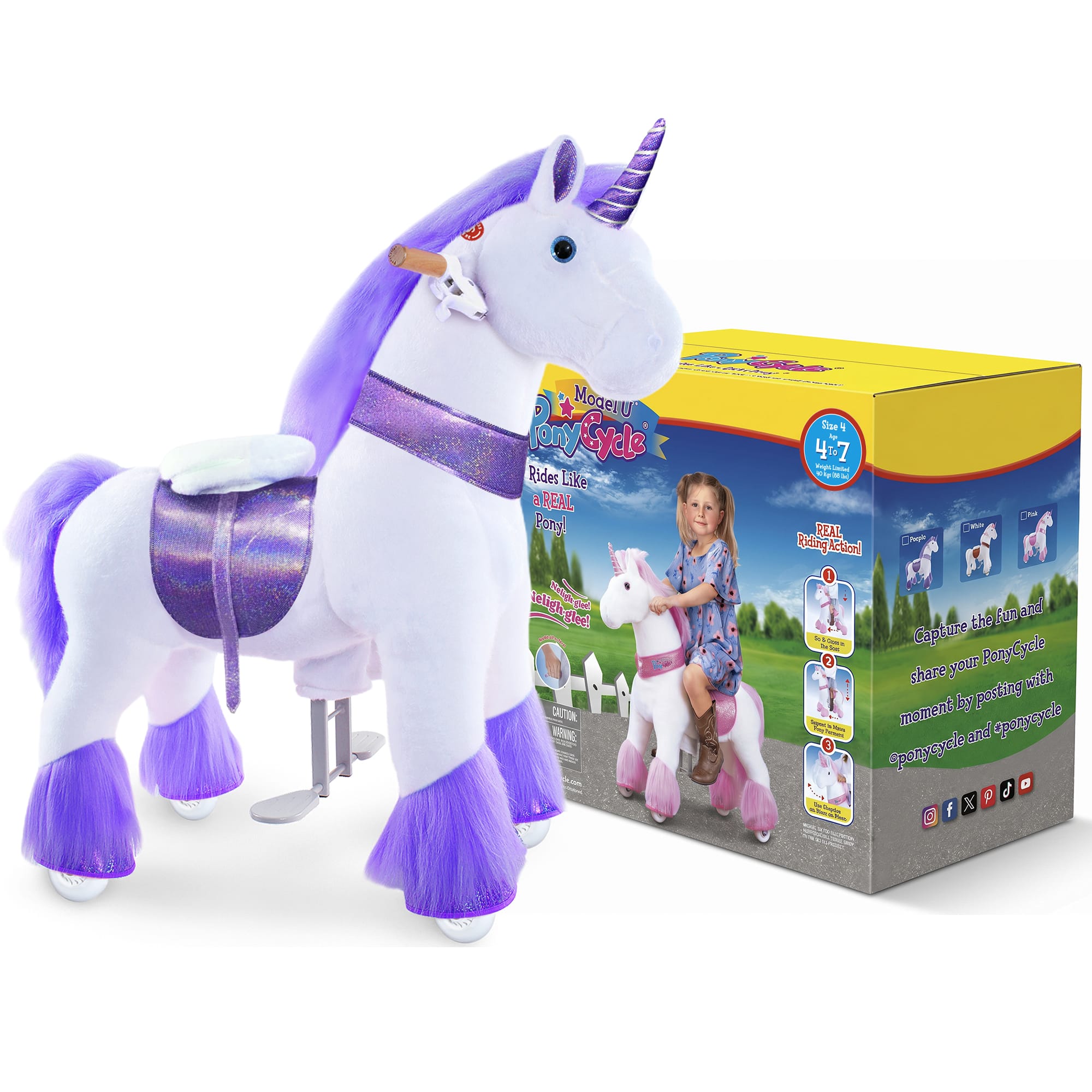 Model U® Unicorn Ride-On Toy Age 4–7 – Purple