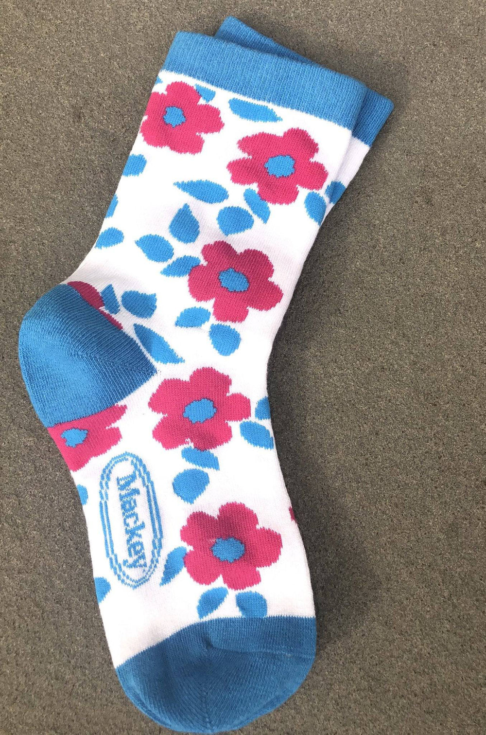 Mackey Equine Modern Vintage Bamboo Crew Sock Poppy Floral - Equine Exchange Tack Shop