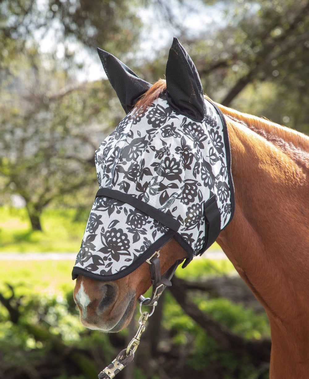 Mackey Dandy Papercut Floral Fly Mask with Ears and Detachable Nose - Equine Exchange Tack Shop