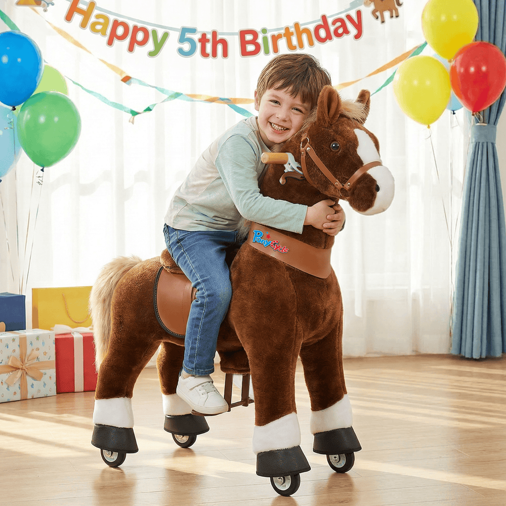 Brown Horse Ride-On Toy - Age 4–7