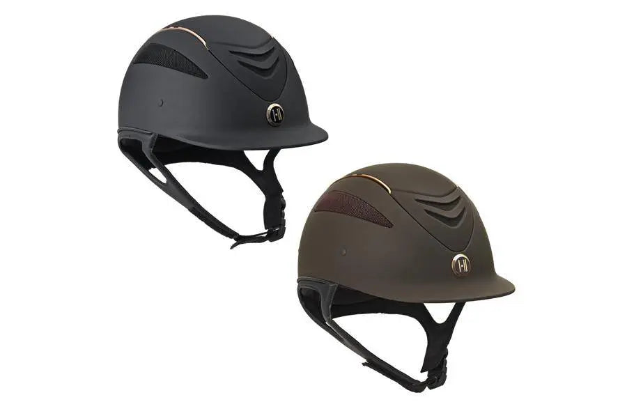 One K Defender Rose Gold Stripe Helmet | Equine Exchange Tack Shop