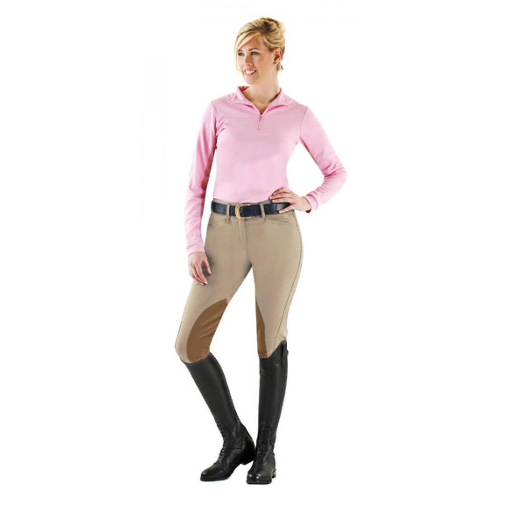 Ovation® EuroWeave DX™ Taylored™ Front Zip Knee Patch Euro Seat Breeches- Ladies' - Equine Exchange Tack Shop