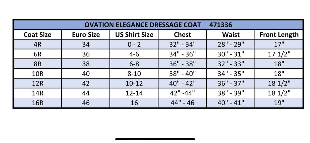 Ovation Elegance Dressage Coat - Equine Exchange Tack Shop