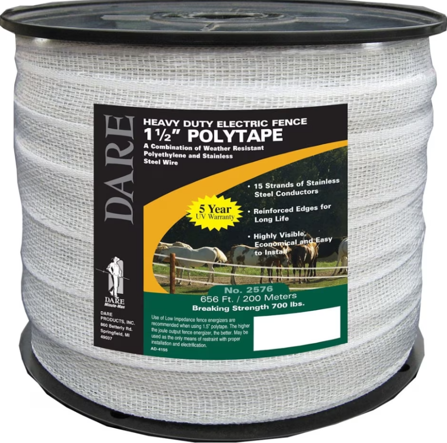 DARE Heavy Duty Electric Fence Polytape 1.5"