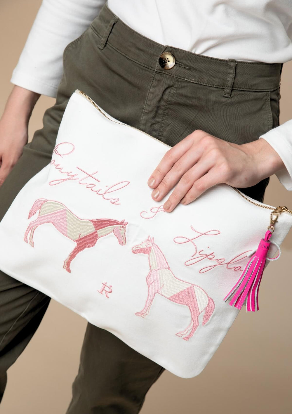 Ponytails Embroidered Pouch