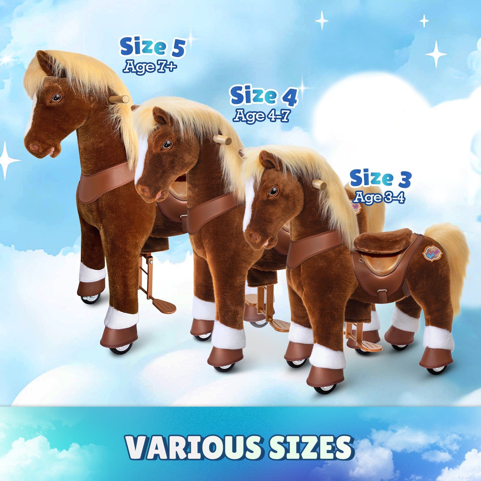 Brown Horse Ride-On Toy - Age 3–4