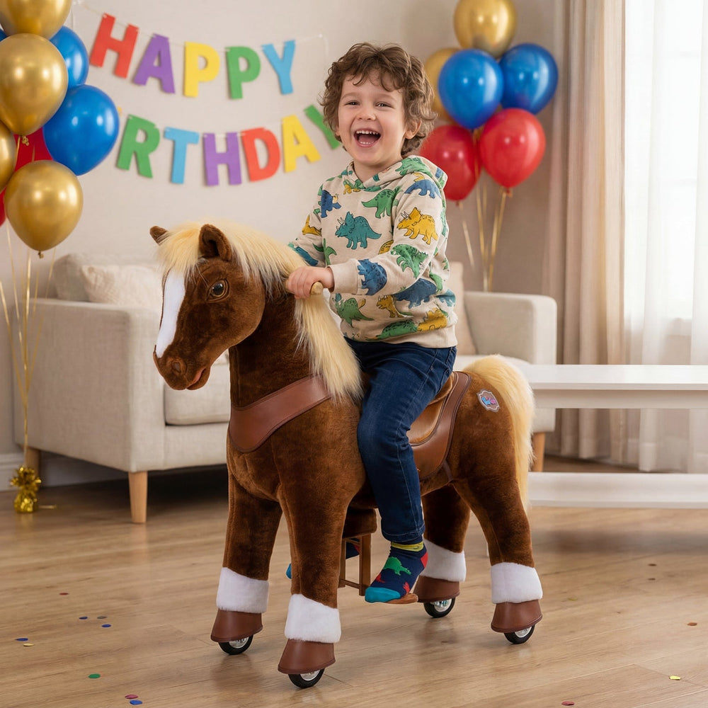 Brown Horse Ride-On Toy - Age 3–4  