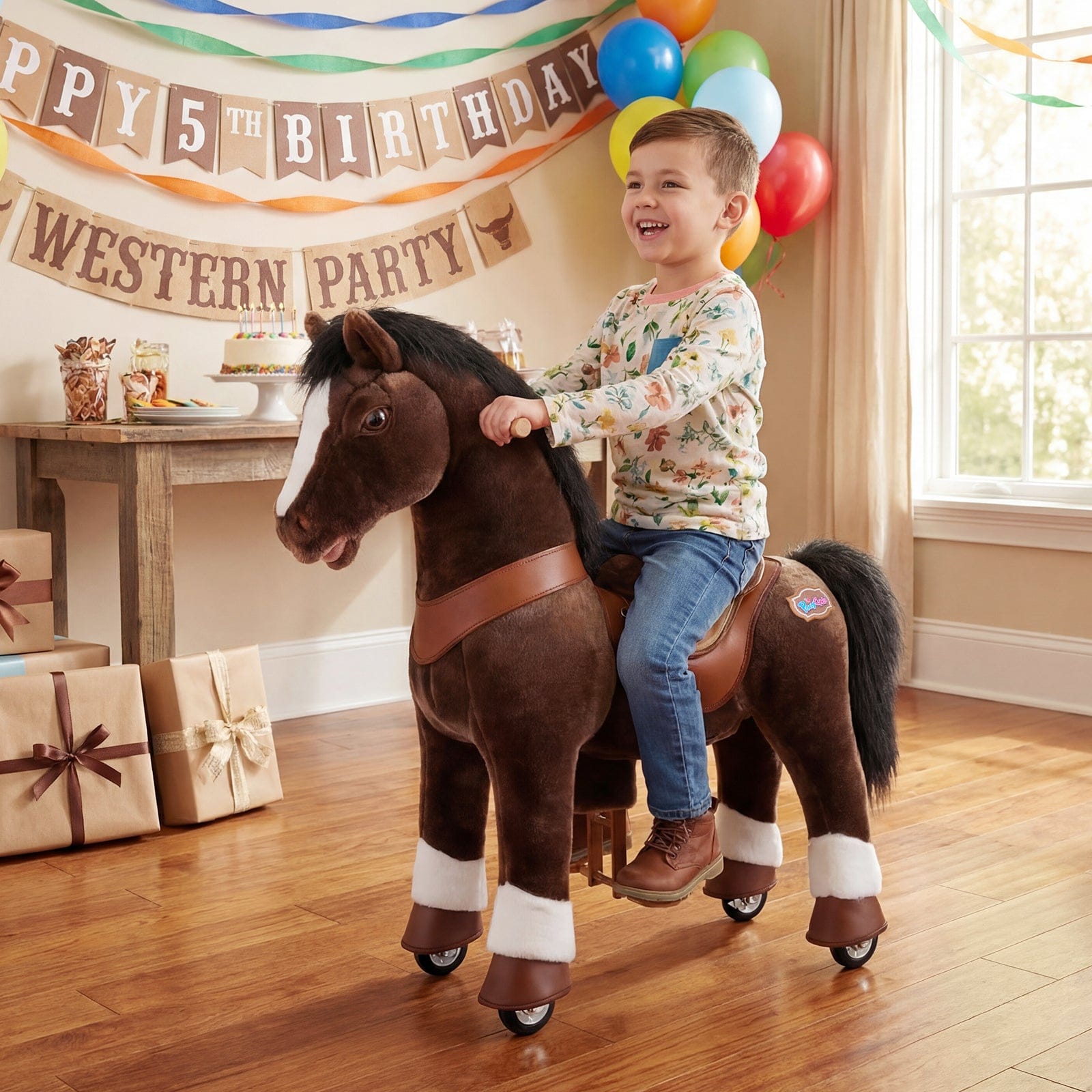 Chocolate Horse Ride-On Toy - Age 4–7