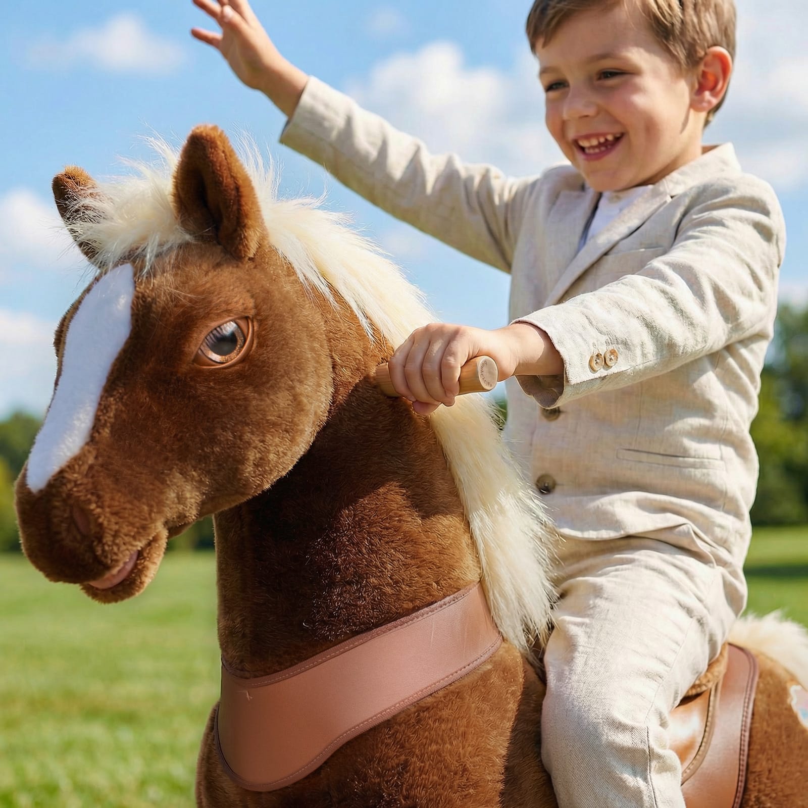 Brown Horse Ride-On Toy - Age 3–4