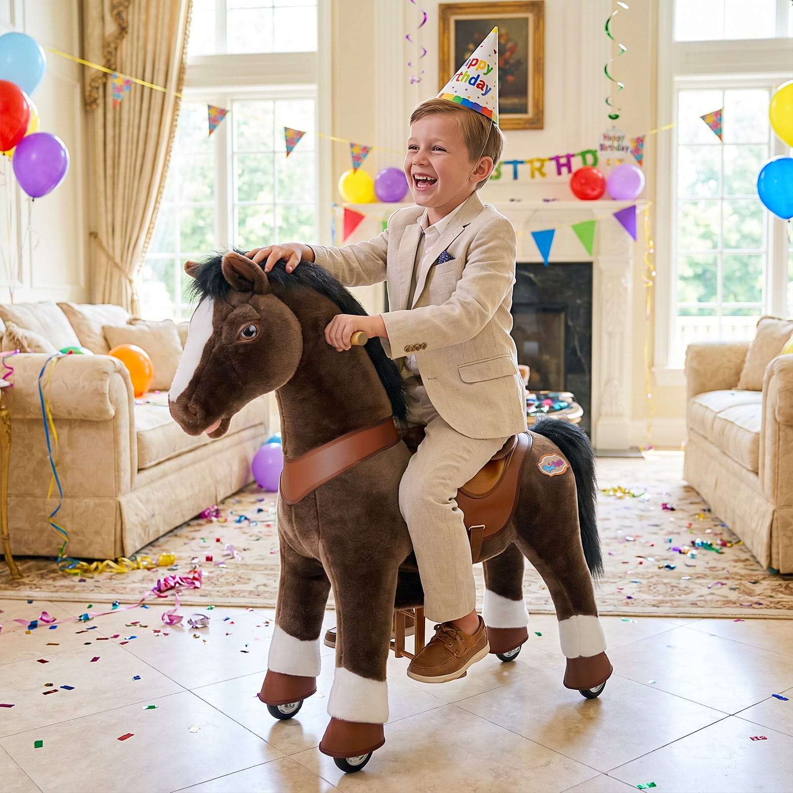 Chocolate Horse Ride-On Toy -  Age 3–4