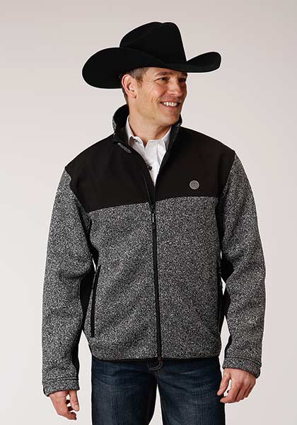 Roper Men's Charcoal Heather Knit Sweater Fleece Jacket