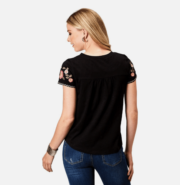 Women's Roper Floral Crew Neck Embroidered Shirt