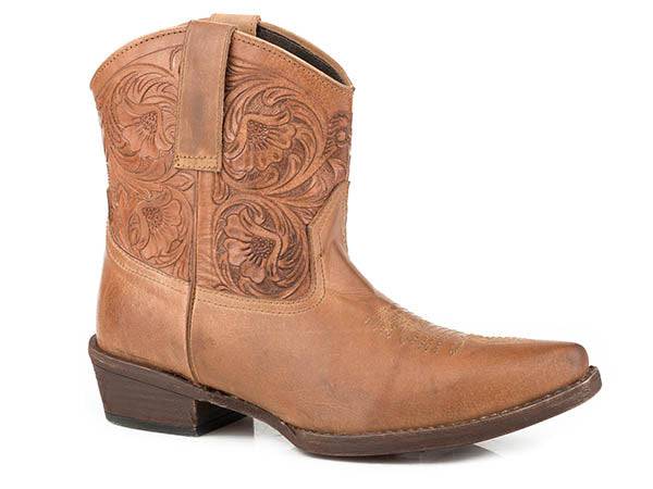Roper Dusty Tooled Leather Shorty Boot