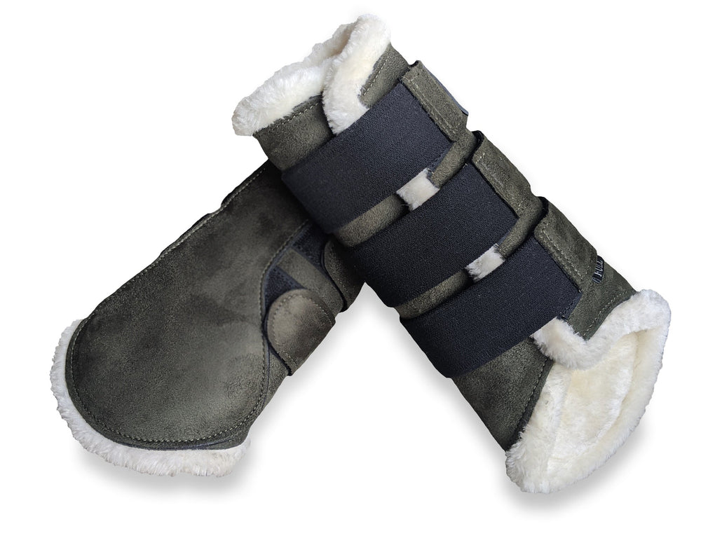Sage Green Suede Brushing Boots - Equine Exchange Tack Shop