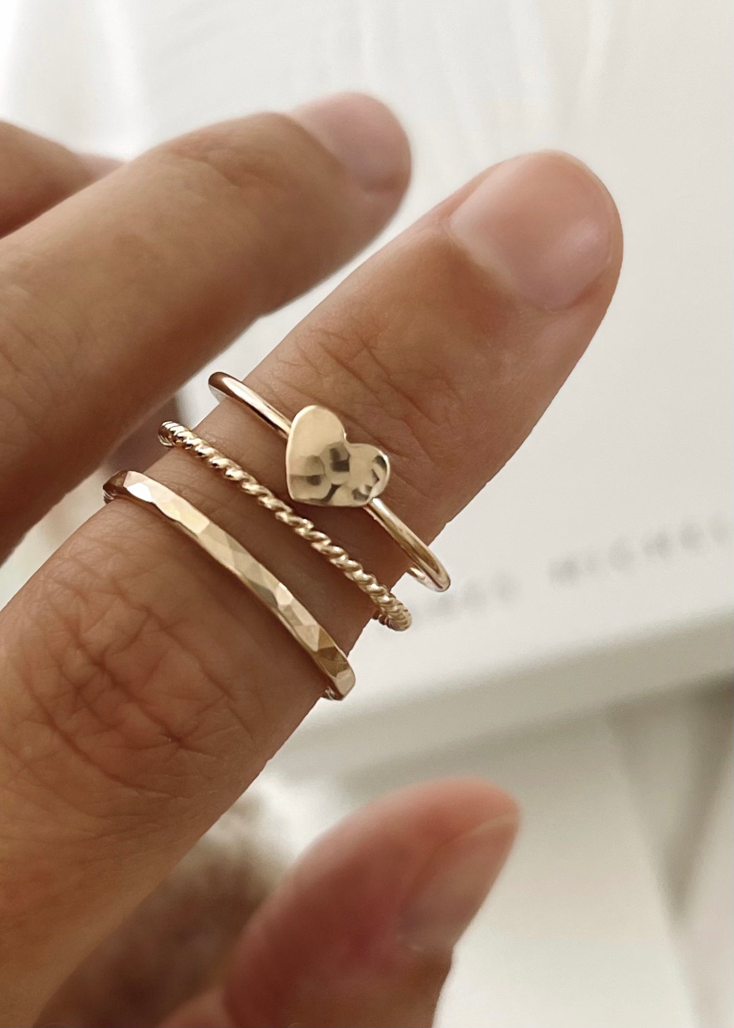 Tiny Heart Stacking Ring Set