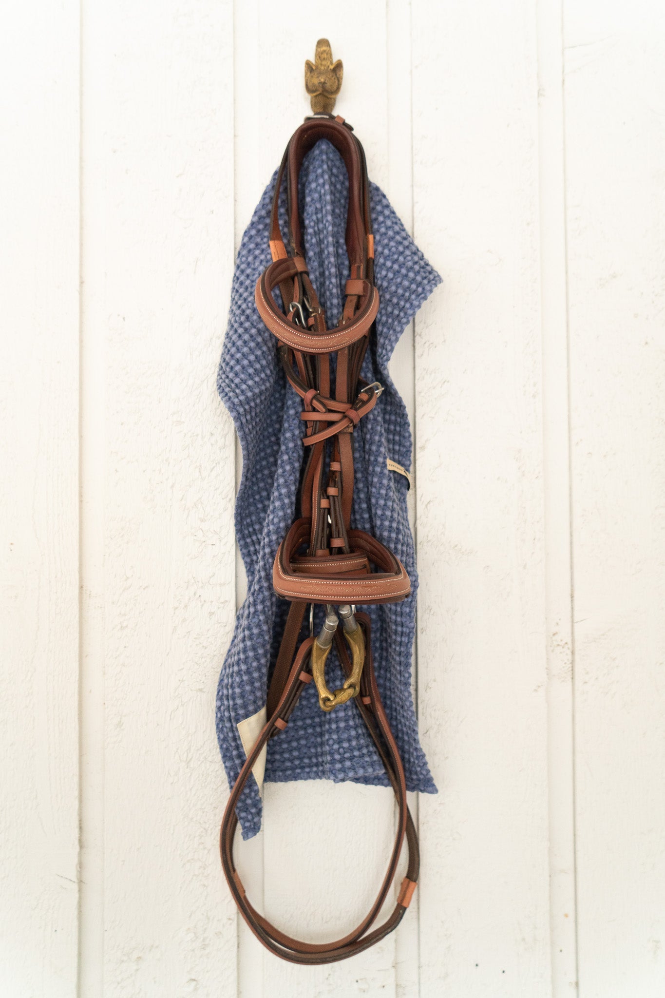 Cotton Waffle Stable Towel -Indigo - Equine Exchange Tack Shop