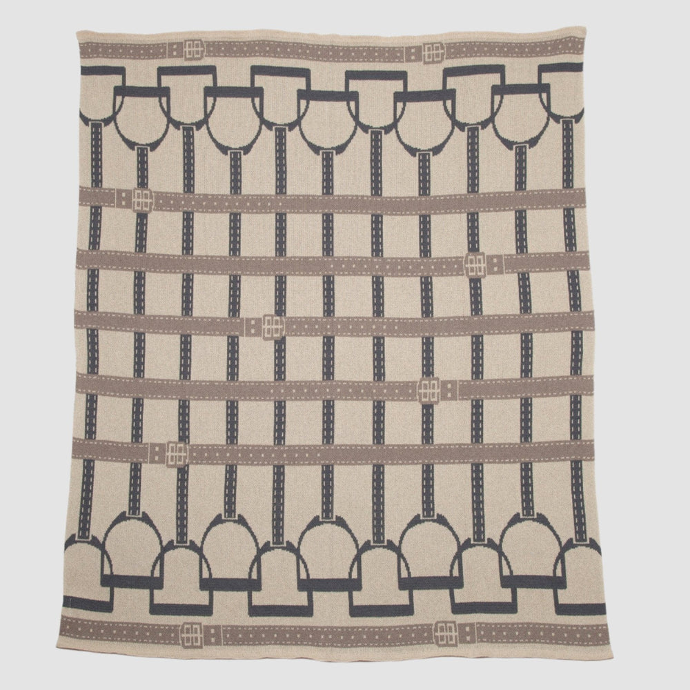 Cotton Sustainable Knit Throw Blanket - Equestrian Stirrup - Equine Exchange Tack Shop
