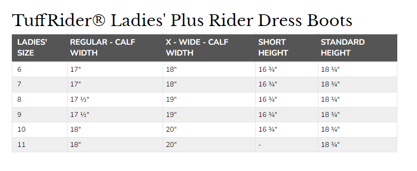 Tuffrider Ladies Plus Rider Dress Boots