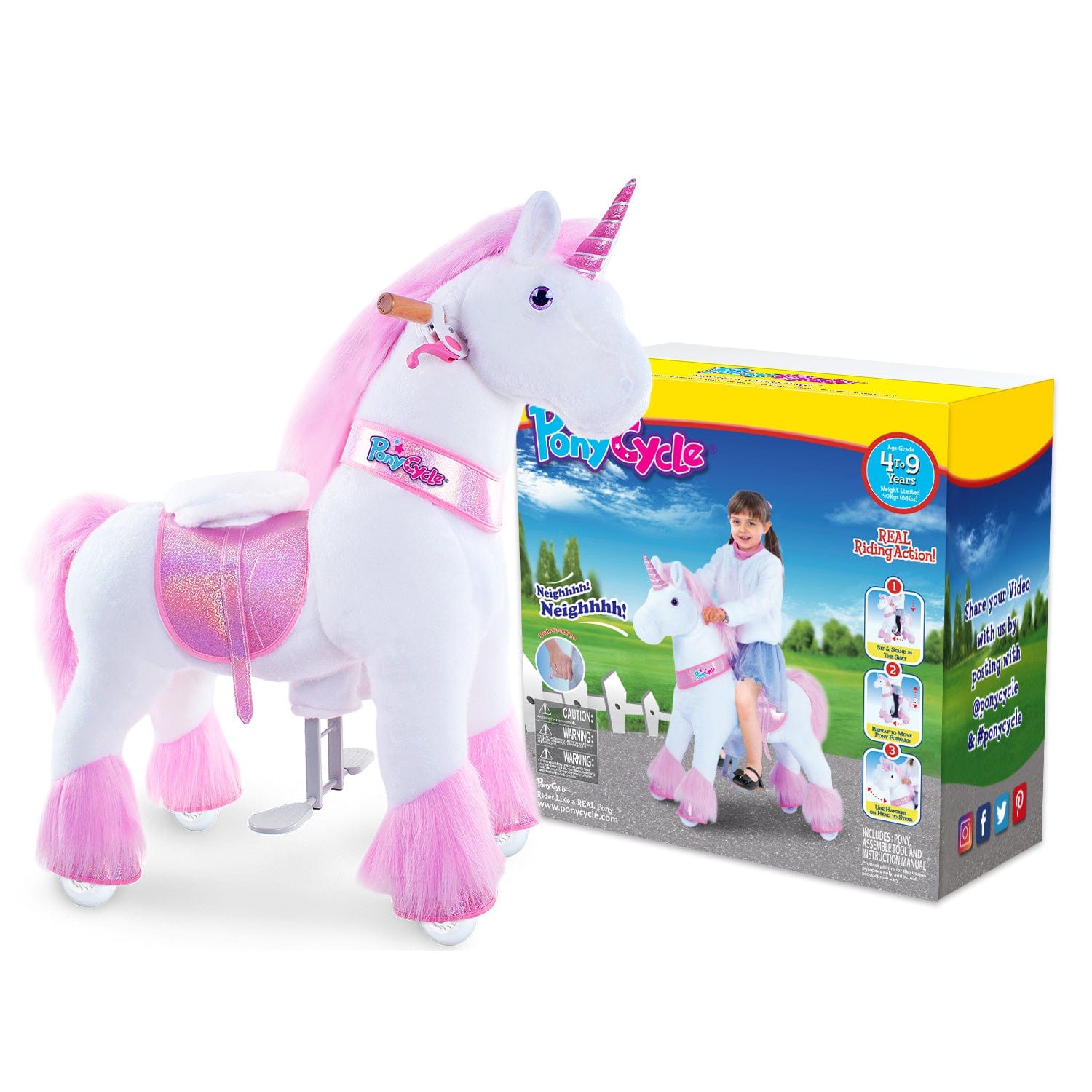 Pink Unicorn Ride-On Toy - Age 4–7  