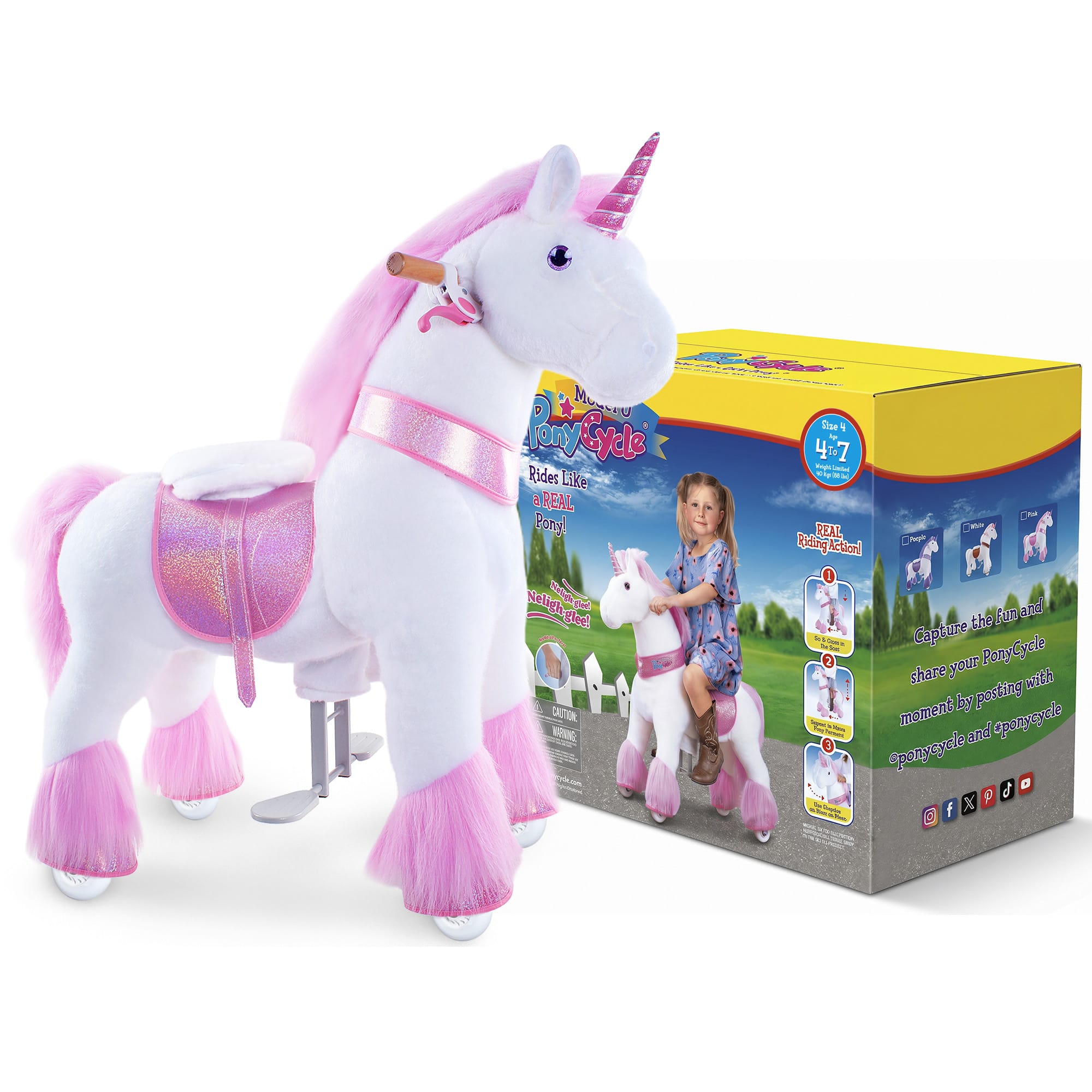 Pink Unicorn Ride-On Toy - Age 4–7