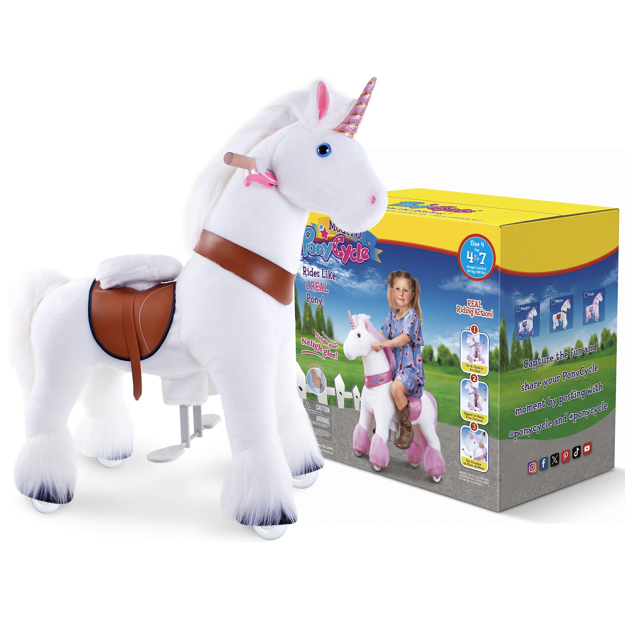 Model U® Unicorn Ride-On Toy Age 4–7 – White