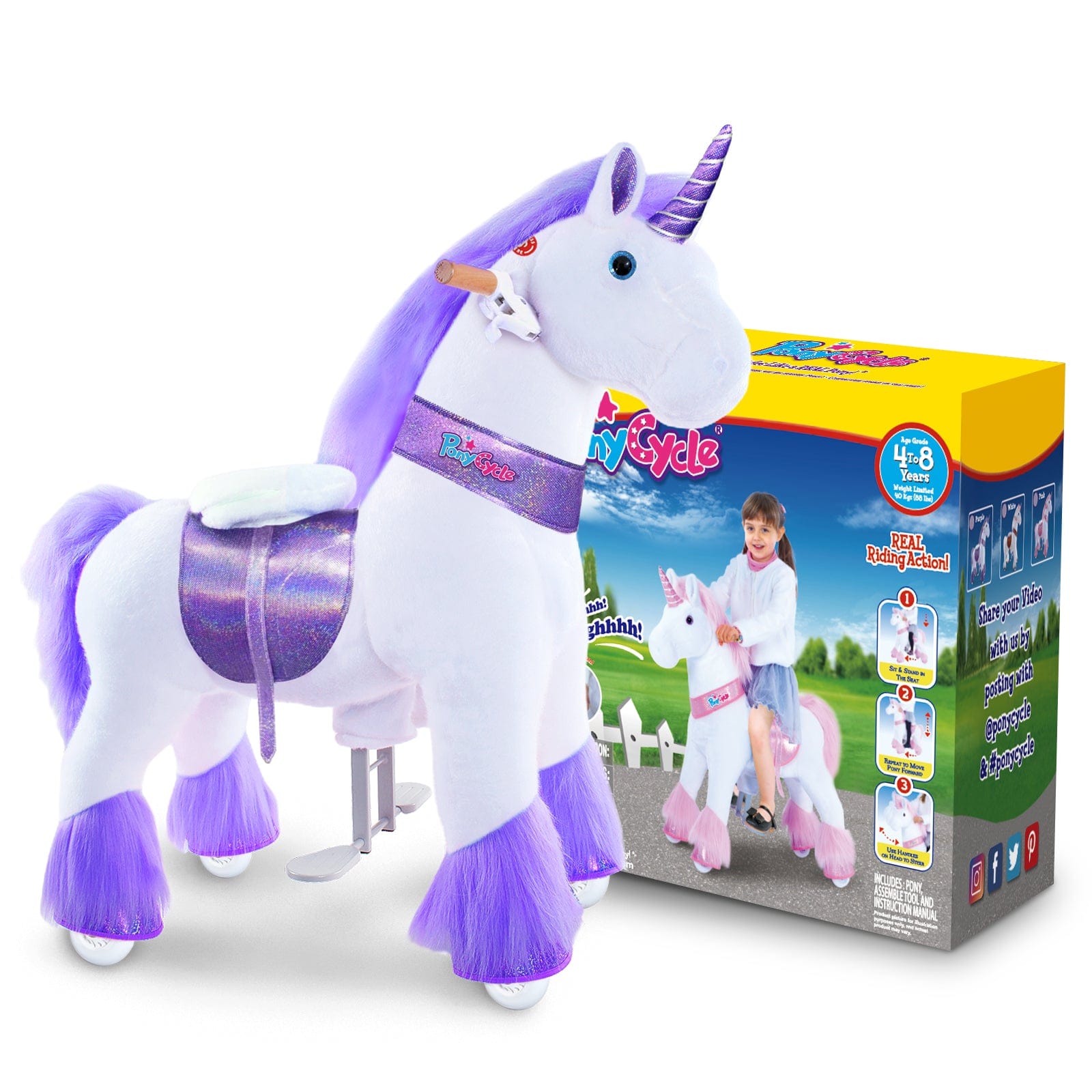 Model U® Unicorn Ride-On Toy Age 4–7 – Purple  