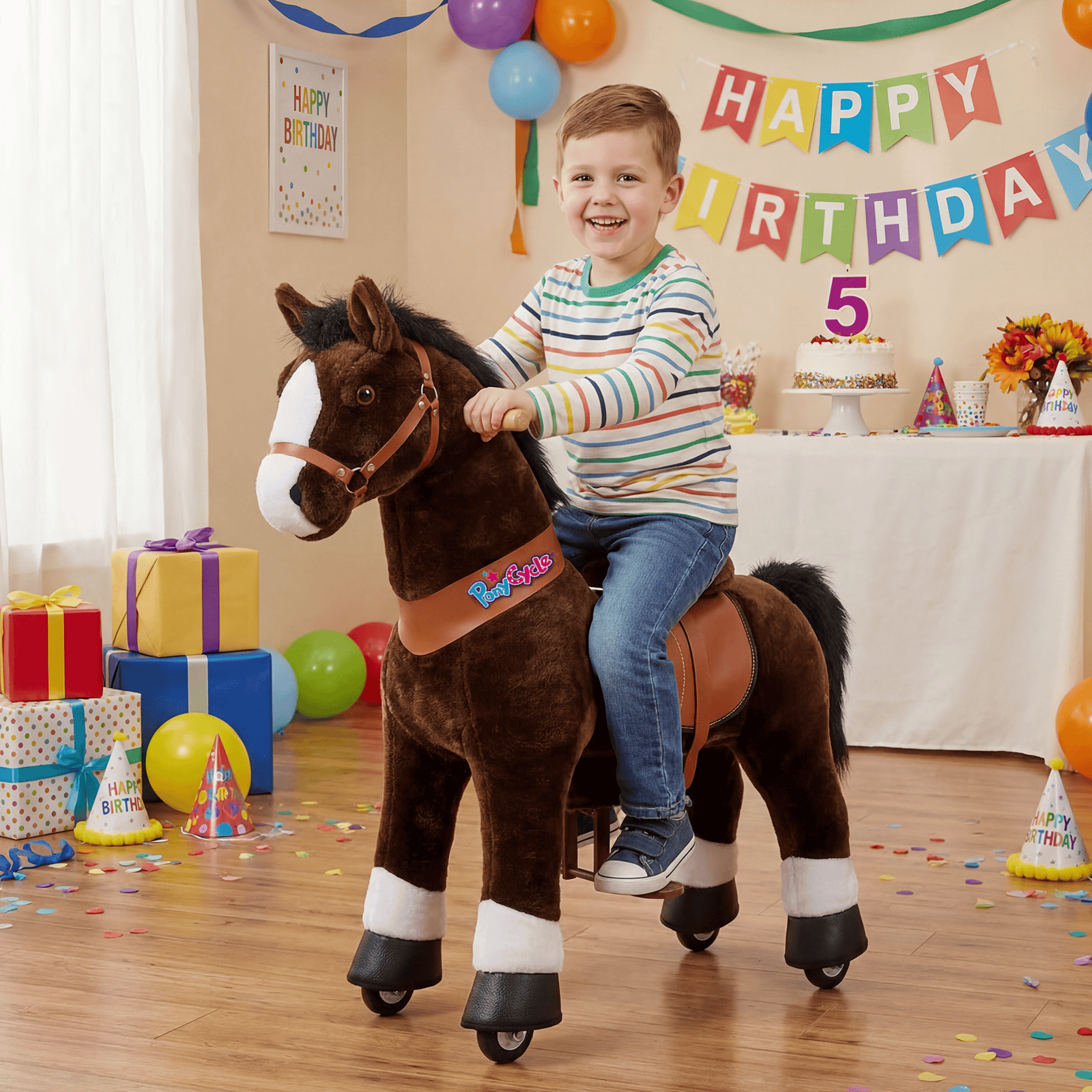 Chocolate Horse Ride-On Toy - Age 4–7