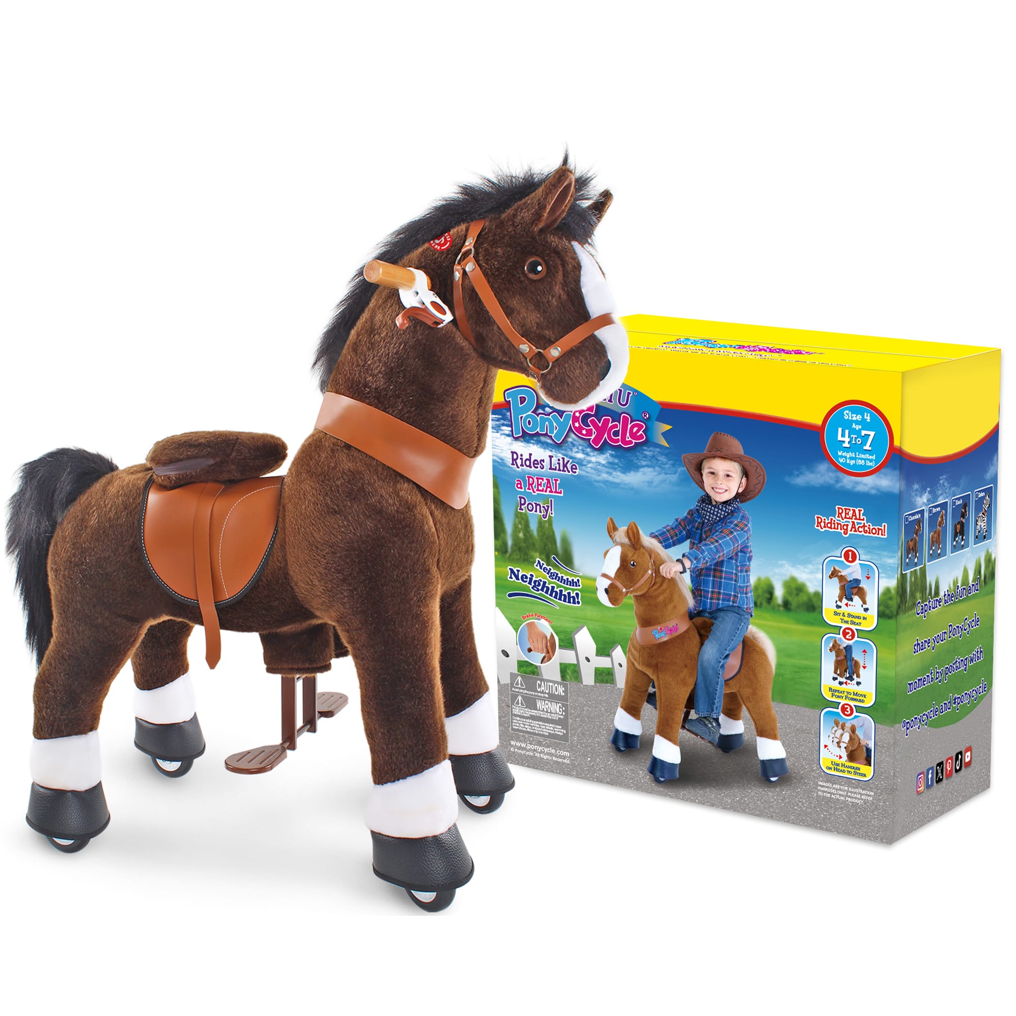 Chocolate Horse Ride-On Toy - Age 4–7