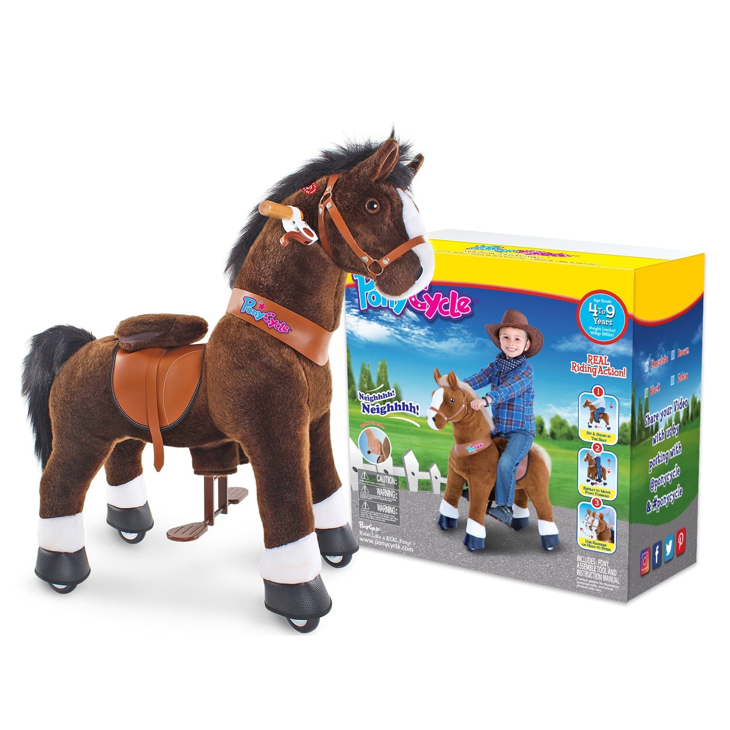 Chocolate Horse Ride-On Toy - Age 4–7  