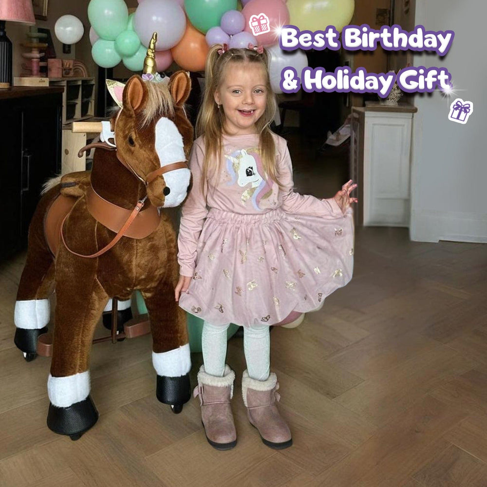 Brown Horse Ride-On Toy - Age 4–7