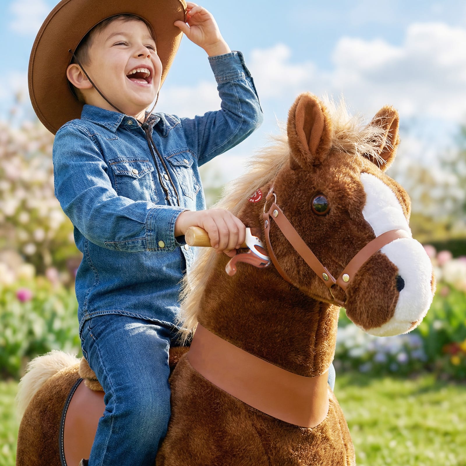 Brown Horse Ride-On Toy - Age 4–7