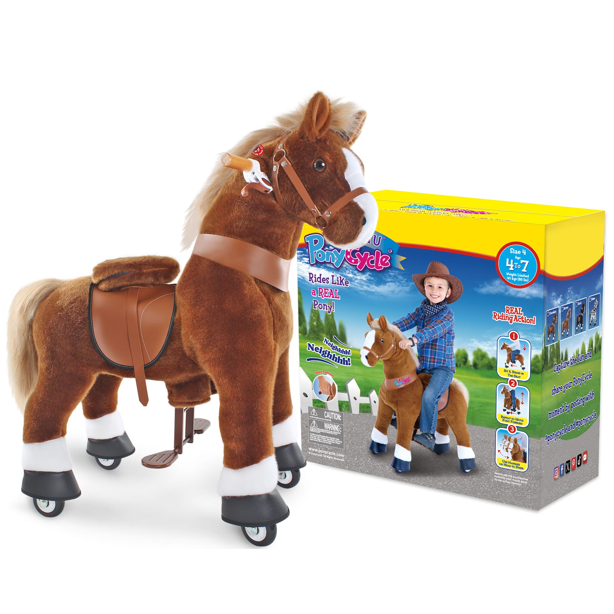 Brown Horse Ride-On Toy - Age 4–7