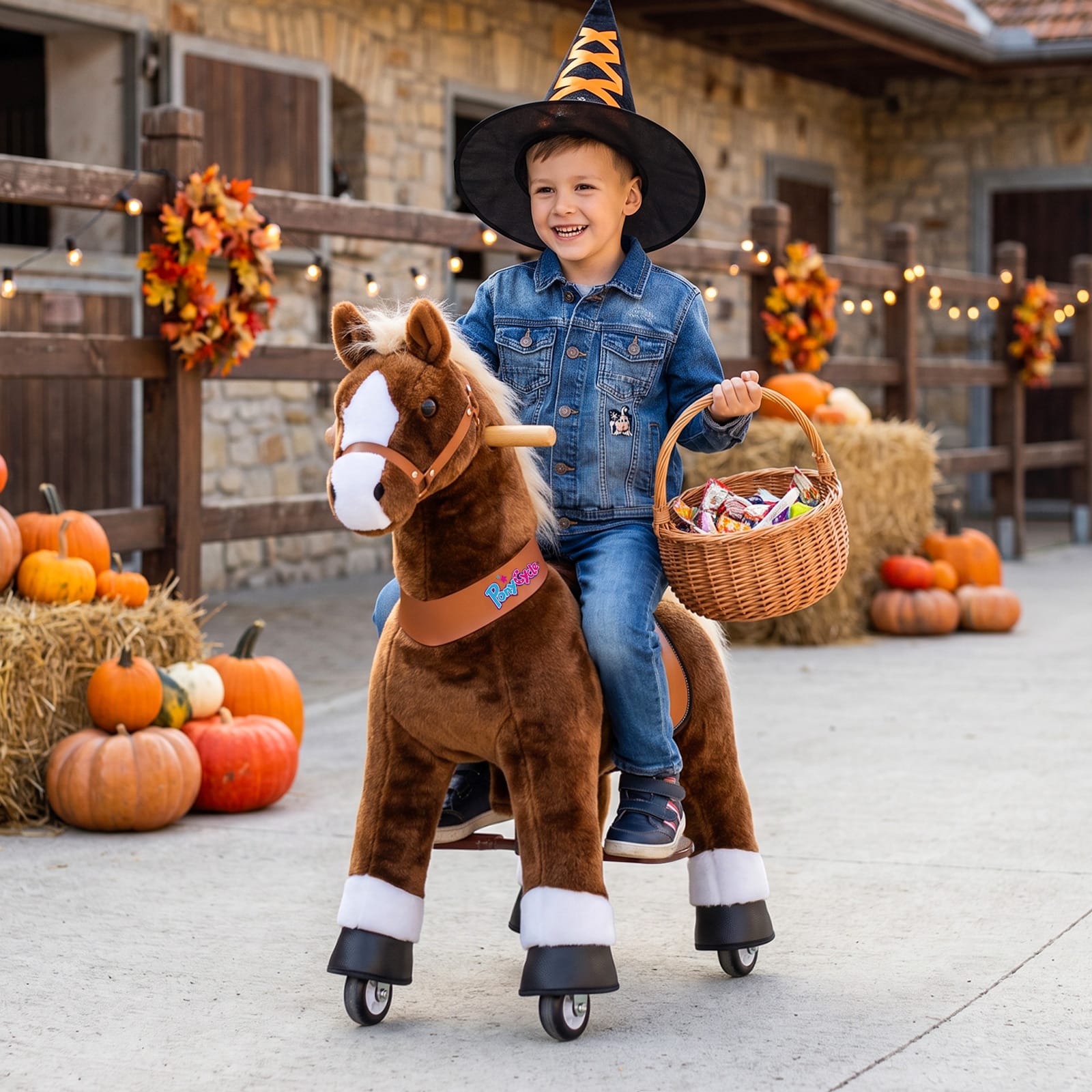 Brown Horse Ride-On Toy - Age 4–7