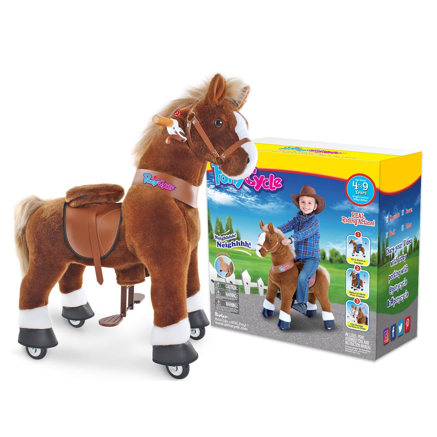Brown Horse Ride-On Toy - Age 4–7  