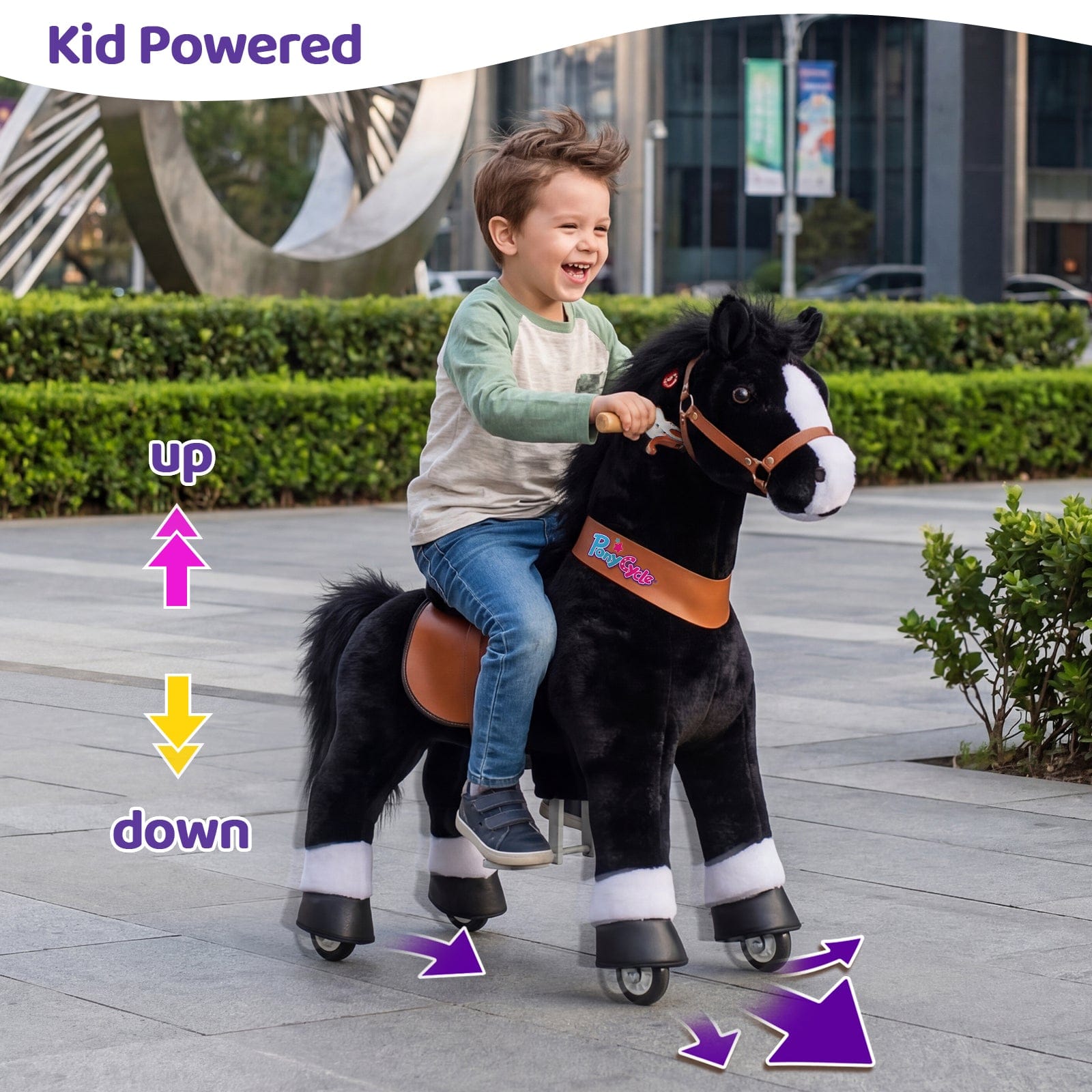 Black Horse Ride-On Toy - Age 4–7